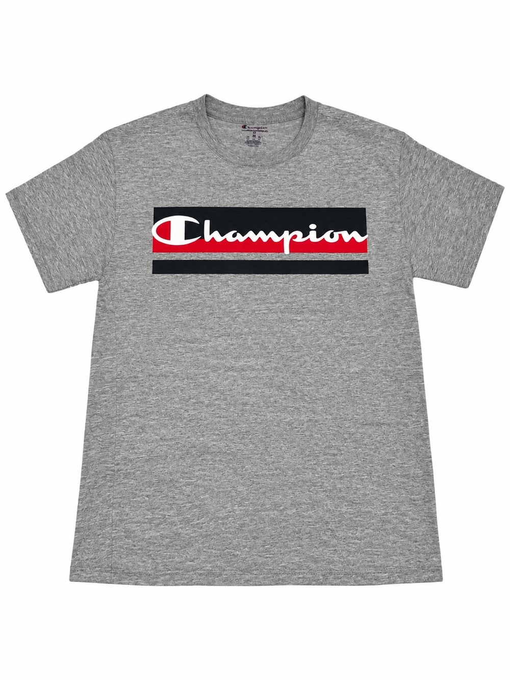Champion Gray Short Sleeve Tee with Black and Red Logo